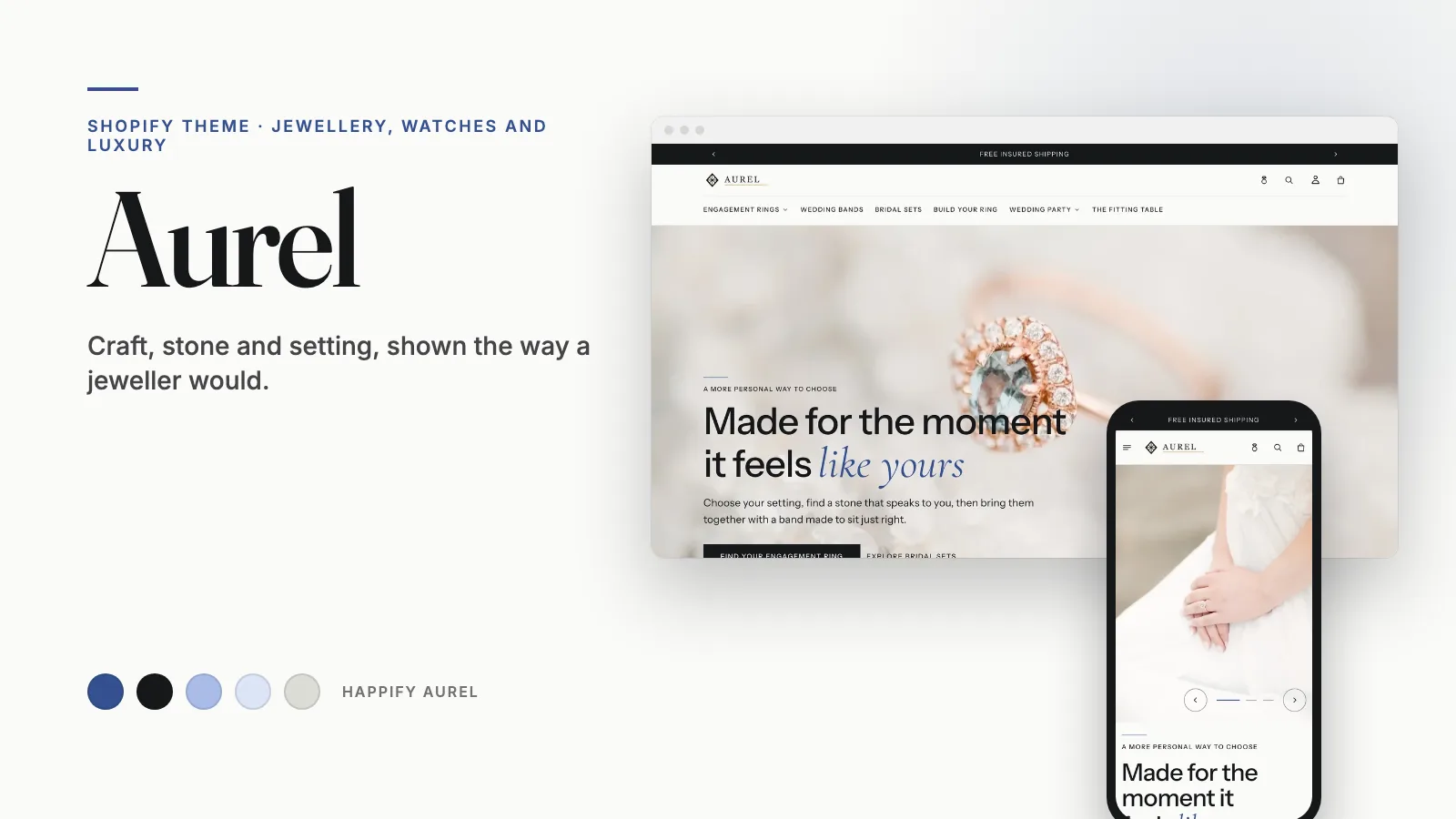 Aurel theme: storefront on desktop and phone