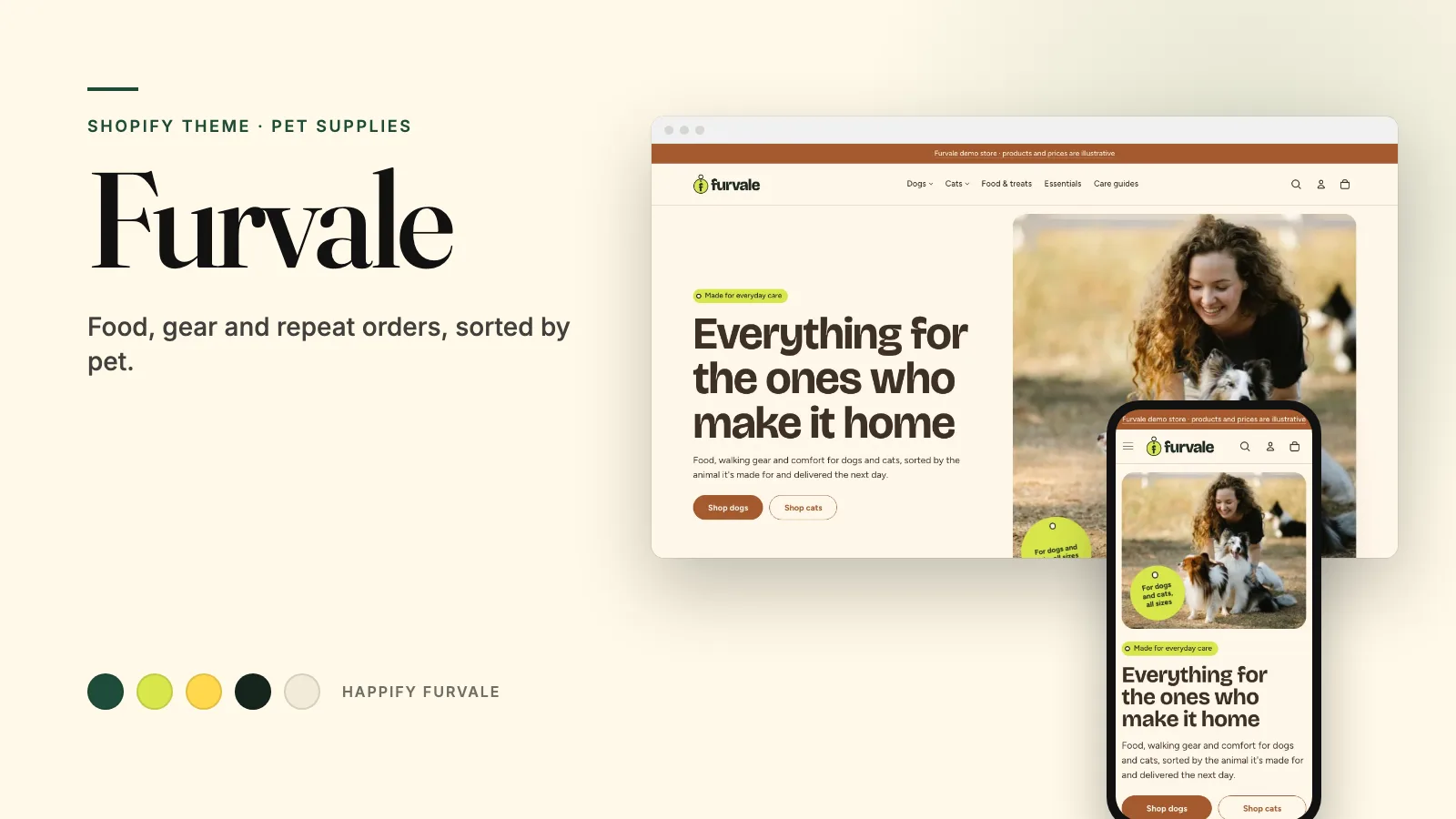 Furvale theme: storefront on desktop and phone