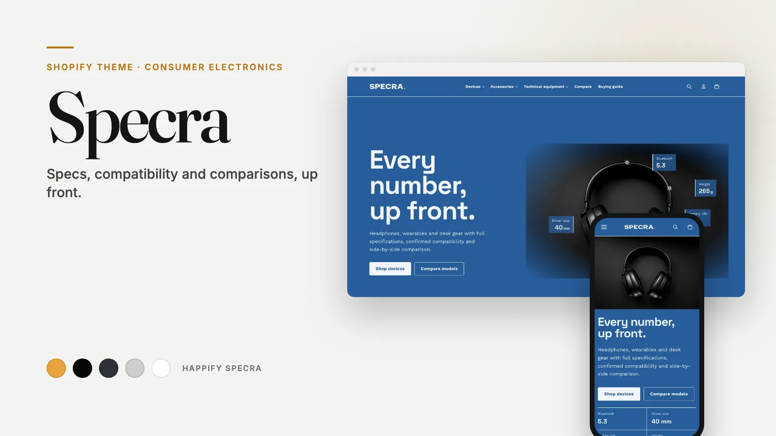 Specra theme: storefront on desktop and phone