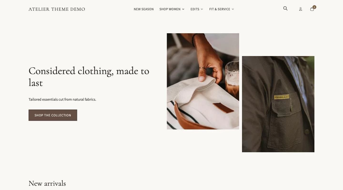 Atelier storefront preview