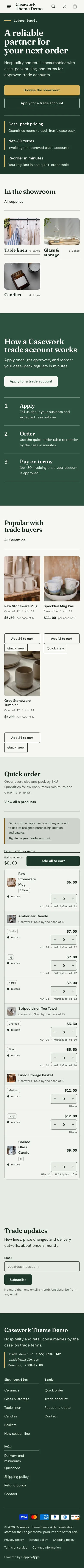Casework preset, home page, mobile