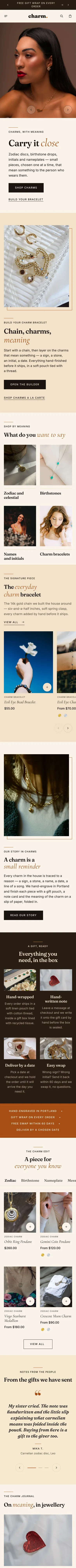 Charm preset, home page, mobile