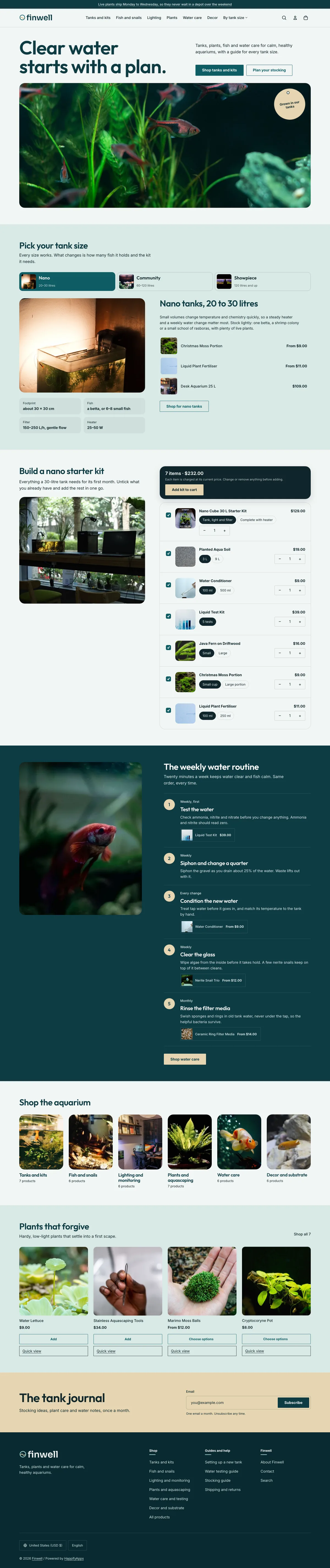 Finwell preset, home page, desktop