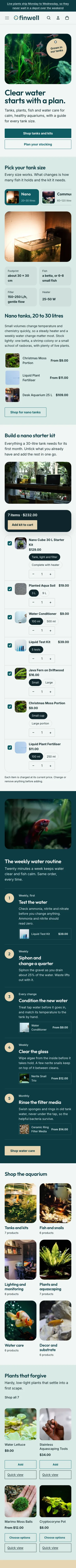 Finwell preset, home page, mobile