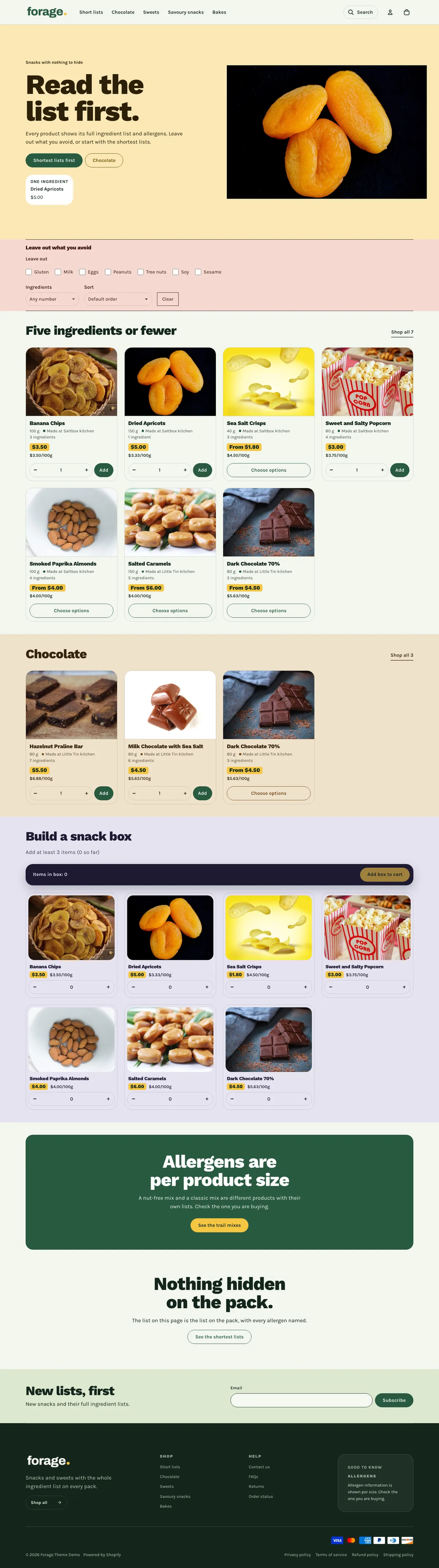 Forage preset, home page, desktop