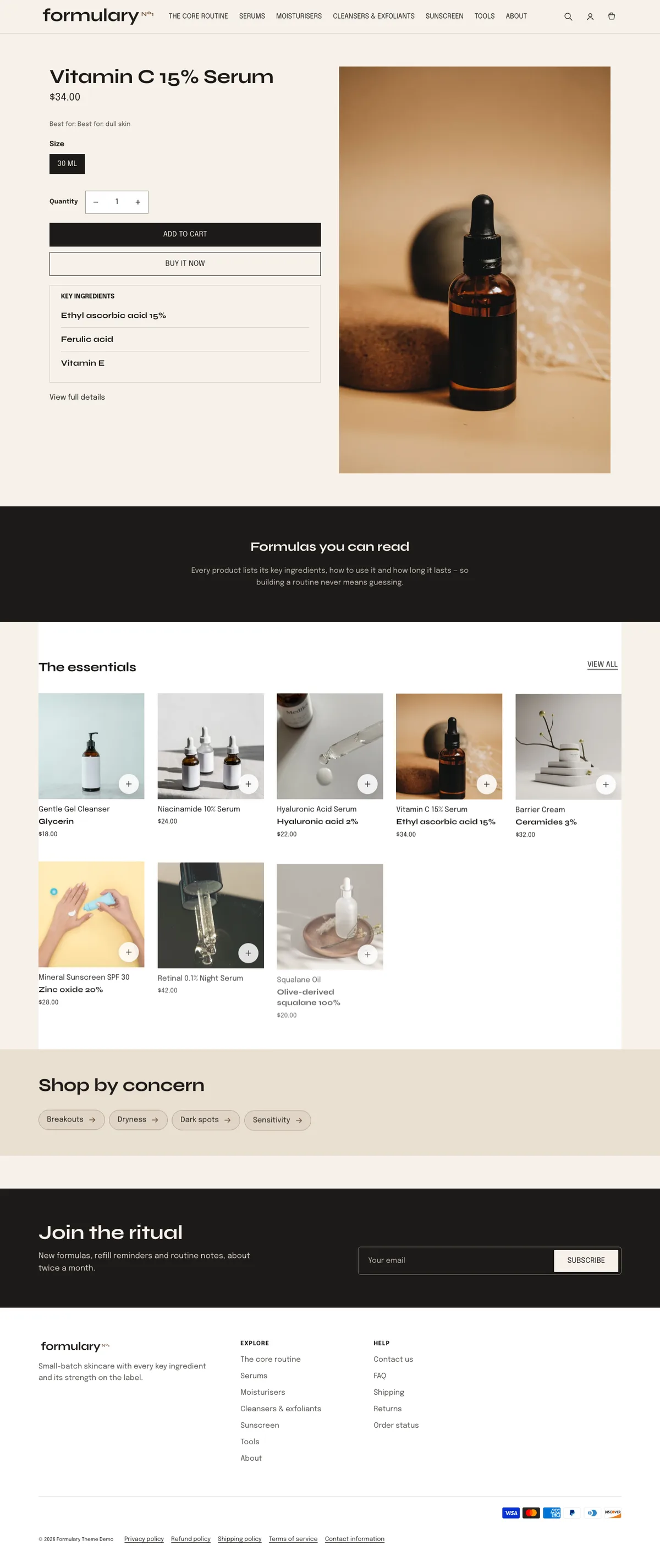 Formulary full storefront preview
