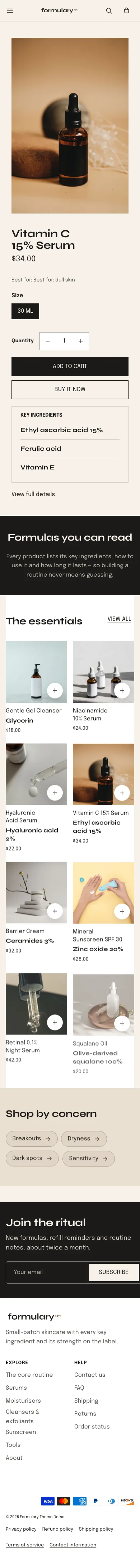 Formulary preset, home page, mobile
