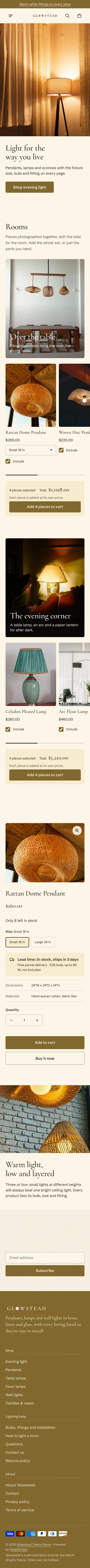 Glowstead preset, home page, mobile