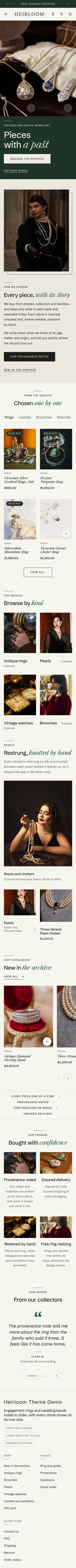 Heirloom preset, home page, mobile