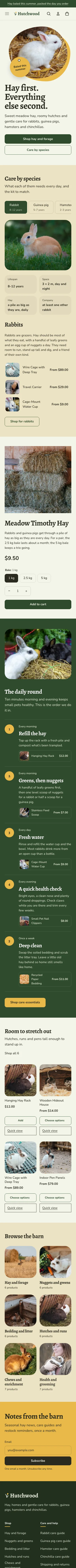 Hutchwood preset, home page, mobile