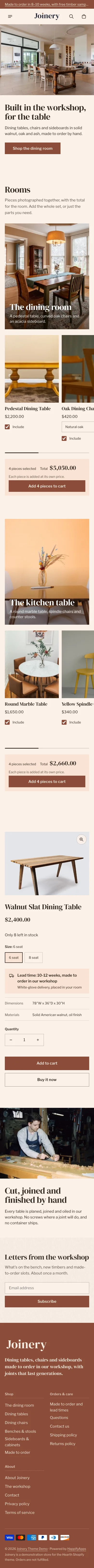 Joinery preset, home page, mobile