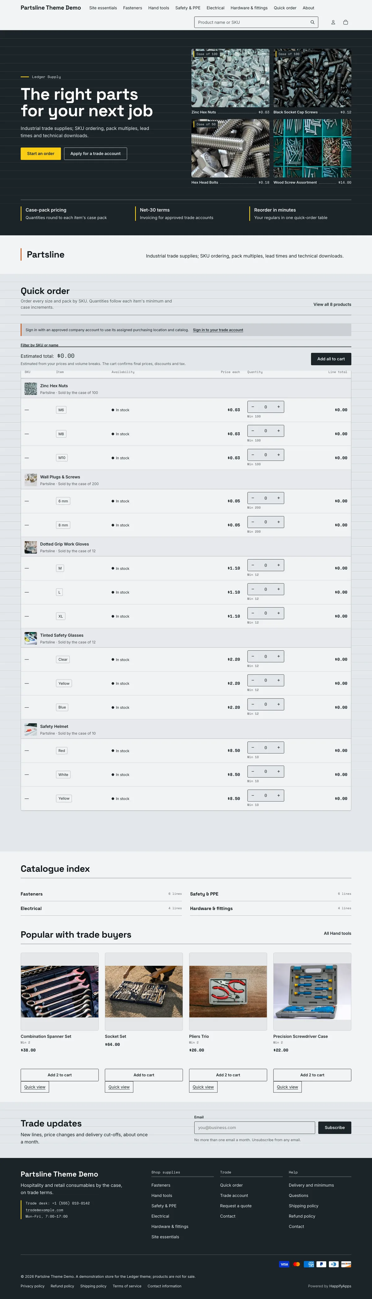 Partsline full storefront preview
