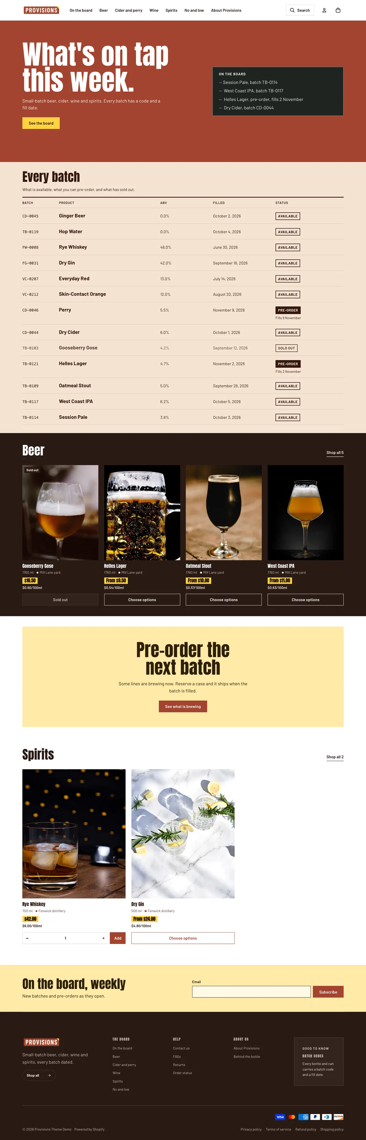 Provisions full storefront preview
