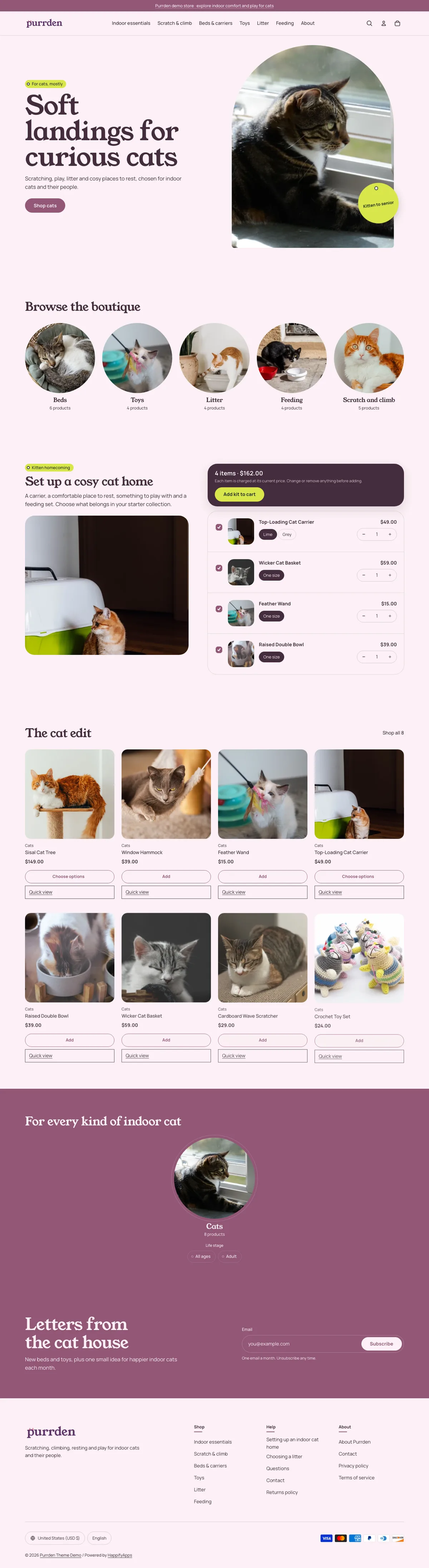 Purrden full storefront preview