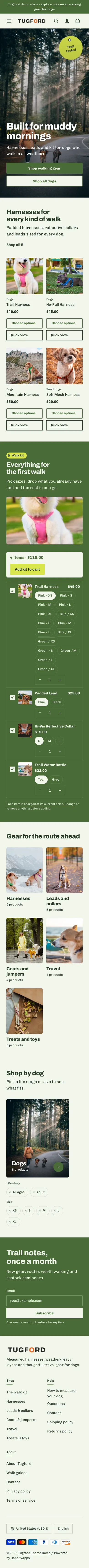 Tugford preset, home page, mobile