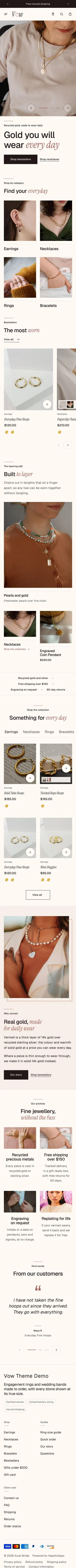 Vow preset, home page, mobile