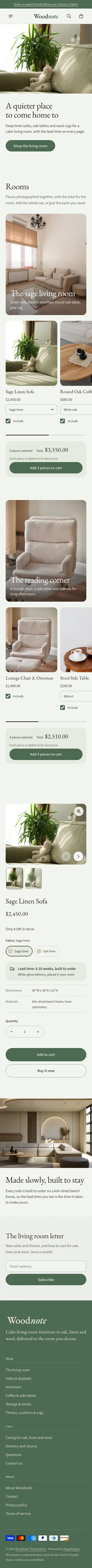 Woodnote preset, home page, mobile