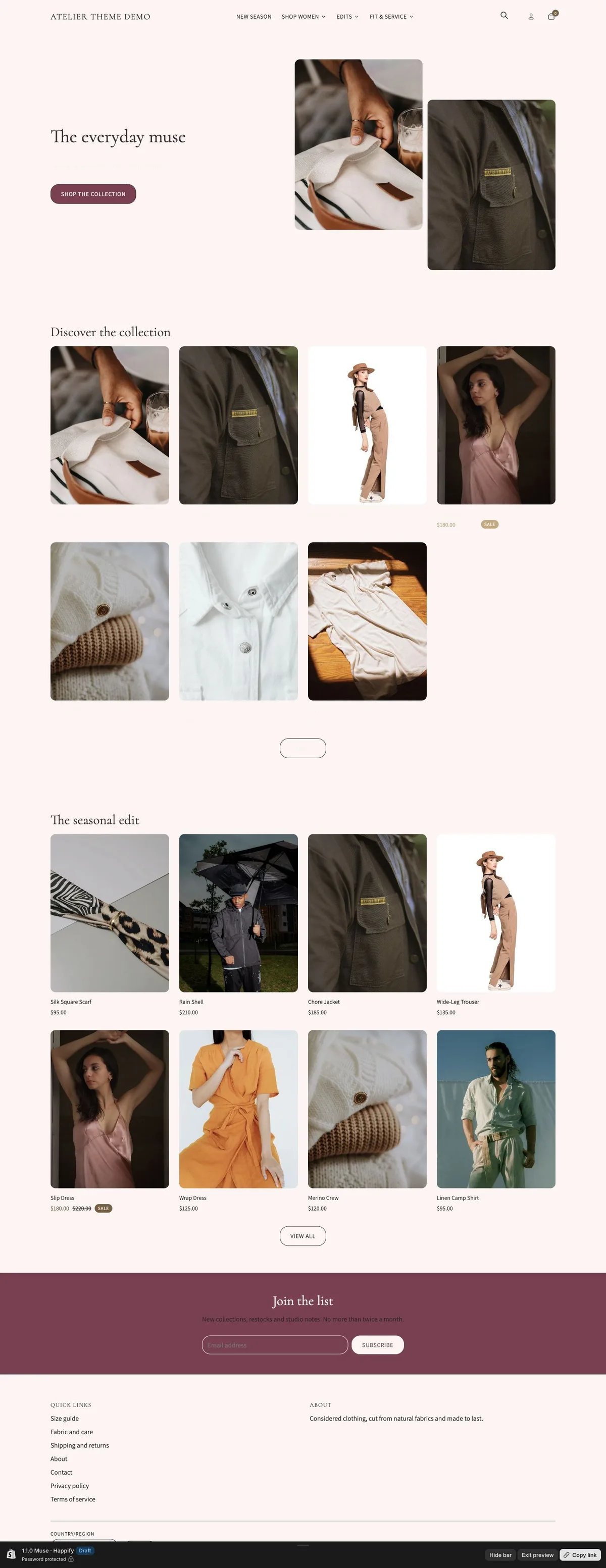 Muse preset, home page, desktop