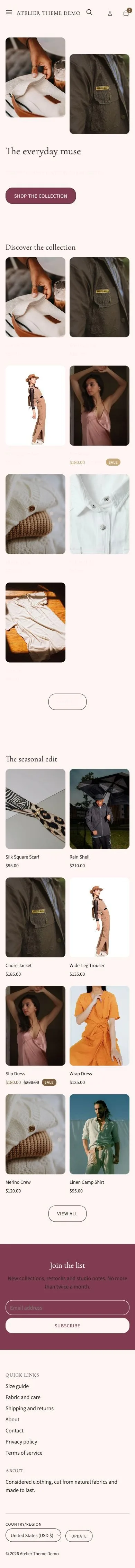 Muse preset, home page, mobile