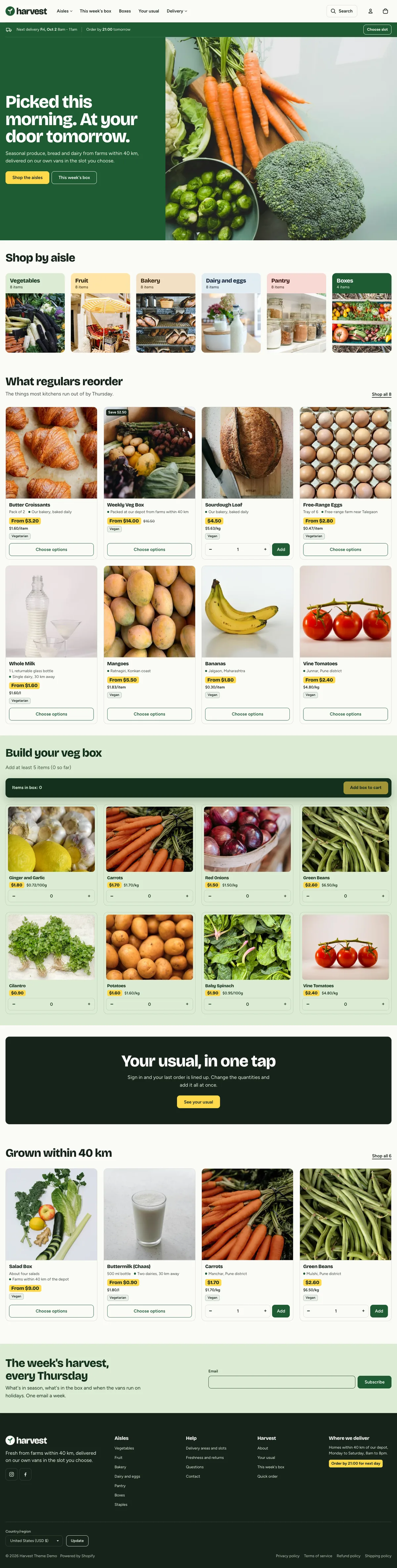 Harvest full storefront preview