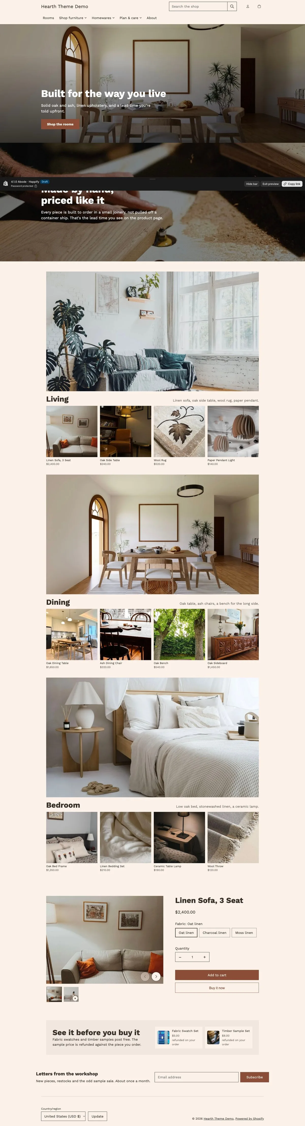 Abode preset, home page, desktop