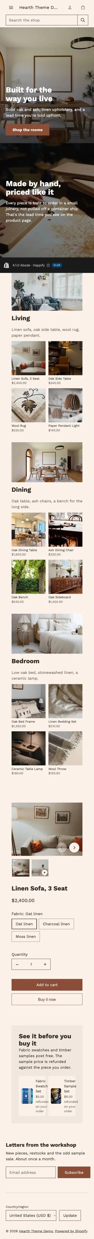 Abode preset, home page, mobile