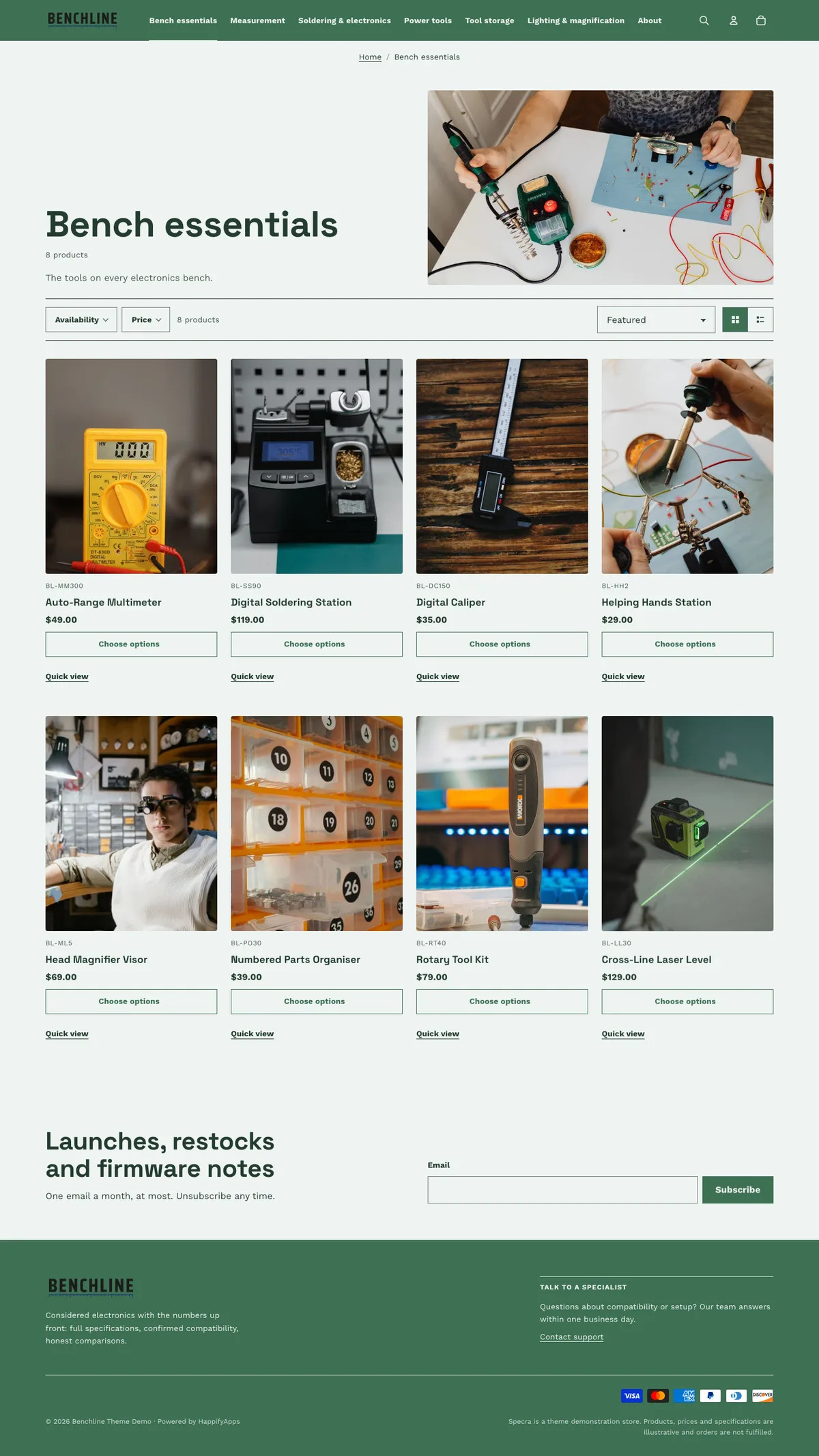 Benchline full storefront preview